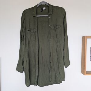 Divided Olive Green Shirt Dress